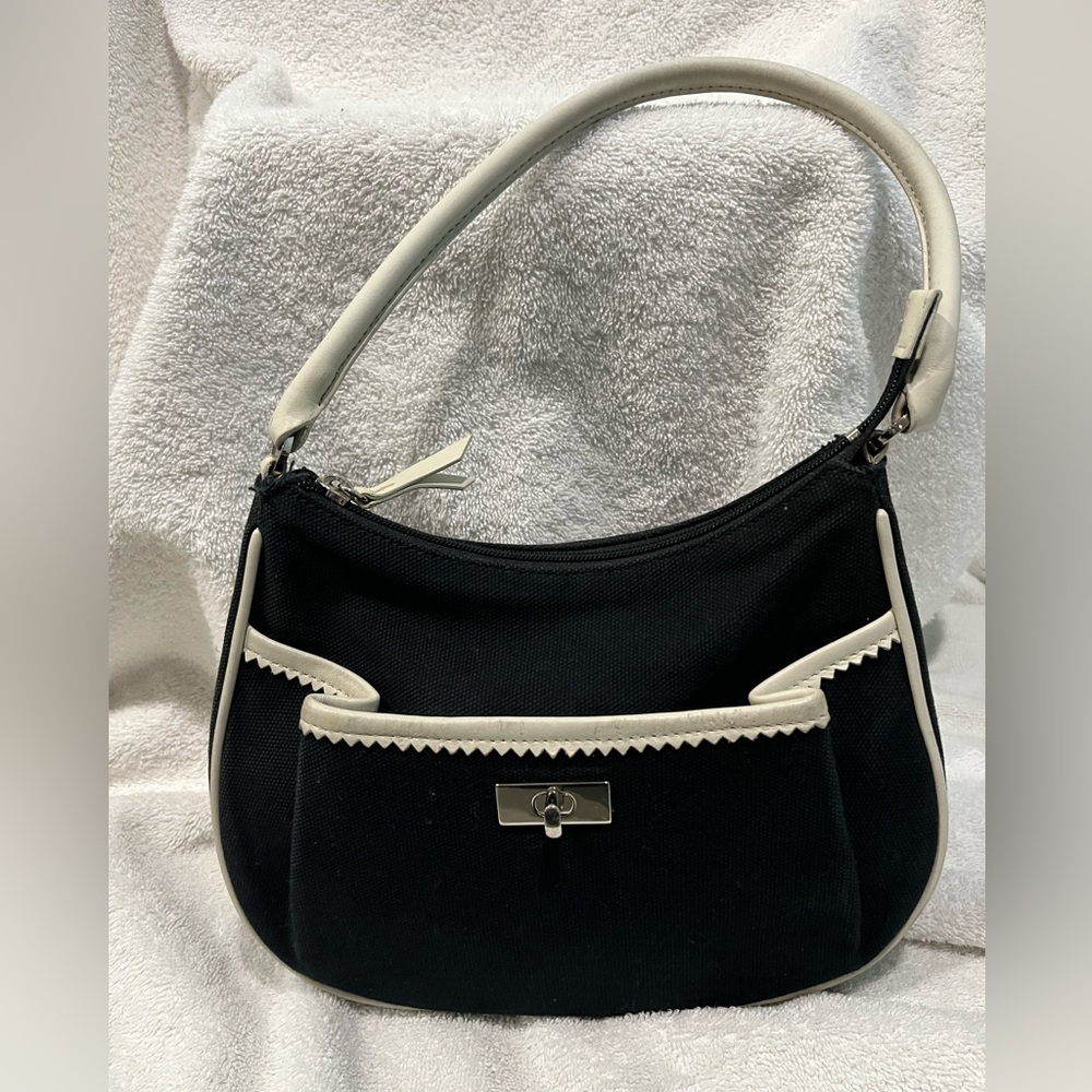 Ann Taylor Black and Cream Shoulder Bag
